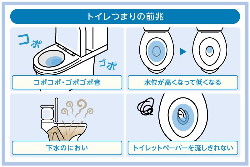 トイレつまりの前兆はコポコポ音と水位!原因と対策・予防法も解説 3 トイレつまりの前兆と原因