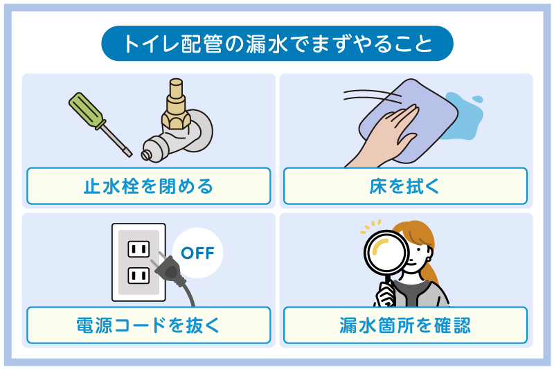 トイレの配管から漏水の際にまずやること