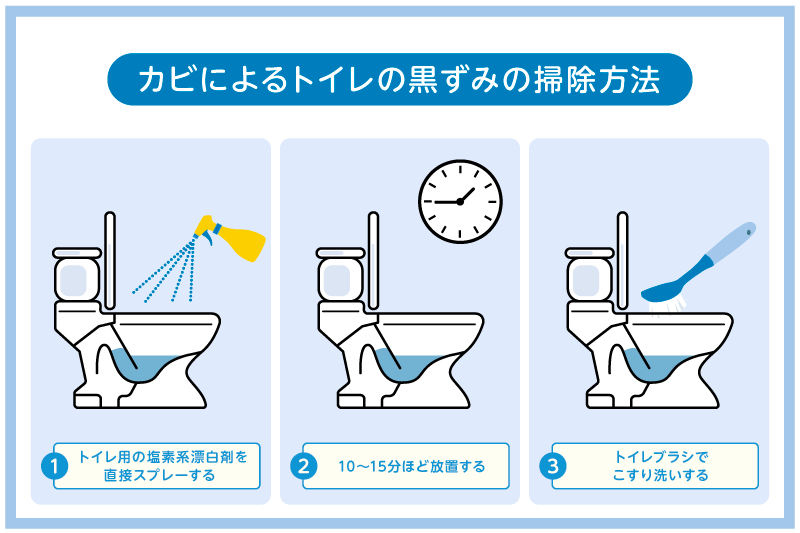 カビによるトイレの黒ずみの掃除方法